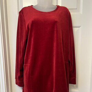 Denim & Co. Red Velvet Shirt